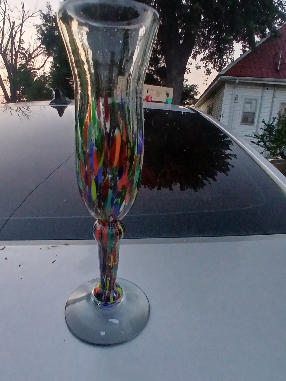 Handblown Multicolor Glass Vase - Decorative Home Art